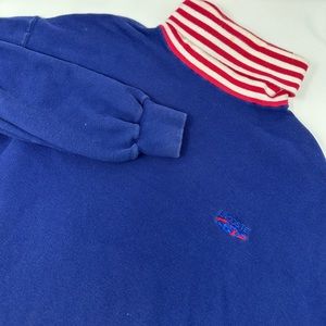 Vintage Izod Lacoste Mens Sz L Candy Stripe Turtle Neck Blue RARE!!! T0